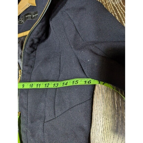 Zara Basic Long Sleeve Mock Neck Full Zip Wool Blend Jacket M - Picture 8 of 9